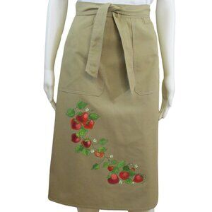 Vintage Handmade Phyllis Kay Strawberry Khaki Wrap Skirt